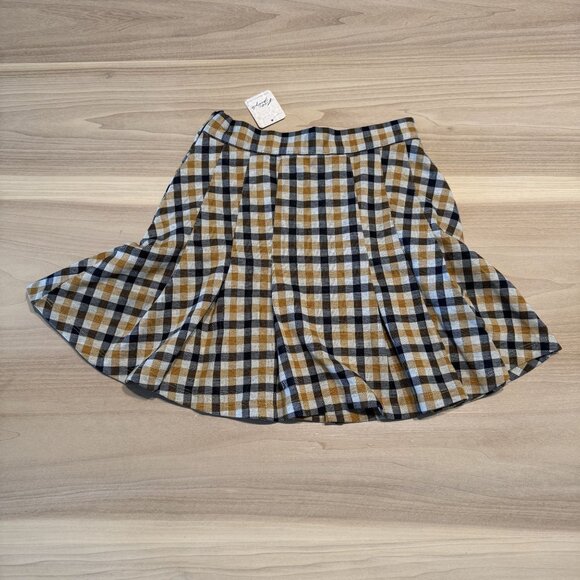 NWT Free People Honey Gold Plaid Printed Mini Skirt Women's 0 - Picture 3 of 8